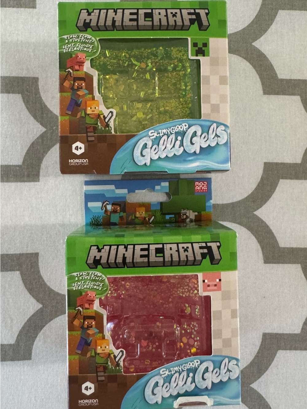 Authentic Minecraft SlimyGloop Gelli Gels Kids Toy - Green & Pink